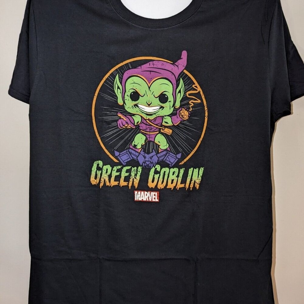 Funko POP Tees Marvel Mens  Black Green Goblin Short Sleeve Graphic Tshirt XL AT